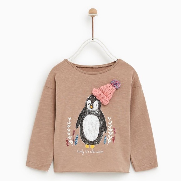 Zara Kids Ls Penguin Shirt 